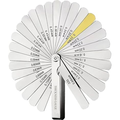 Dickenmesser – 32 Klingen – Edelstahl – Doppelte metrische und imperiale Markierungen – Für Motoren und Mechanik – 0,04–0,88 mm (1/5)