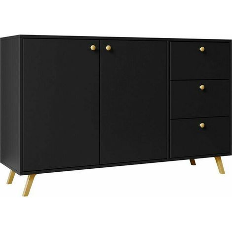 Cómoda Monfera 100, Negro, Con cajones y puertas, Número de cajones: 0, 86x138x41cm (1/5)