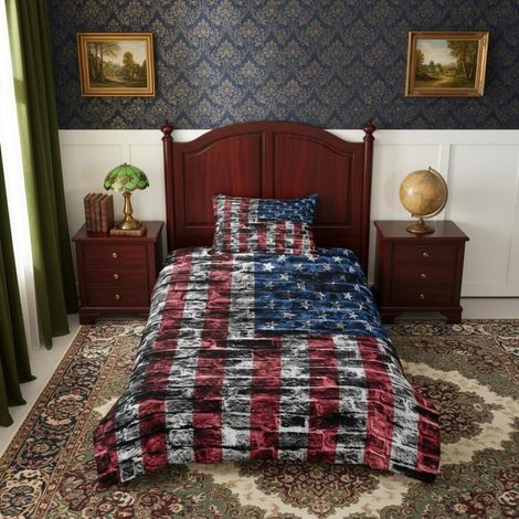 Bettwäsche-Set USA-Flagge 135x200 cm mit Kissenbezug 80x80 cm