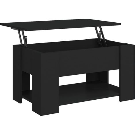 Tavolino con piano sollevabile, design moderno e contemporaneo, 79 x 49 x 41 cm, legno ingegnerizzato nero DEC039749