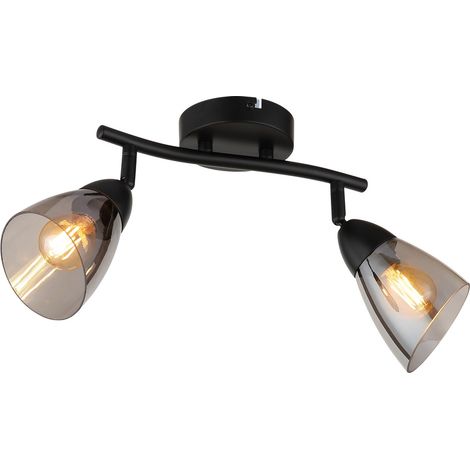 Plafonnier, spot, lampe de salon, spots orientables, noir, 2 ampoules, L 25 cm (1/5)