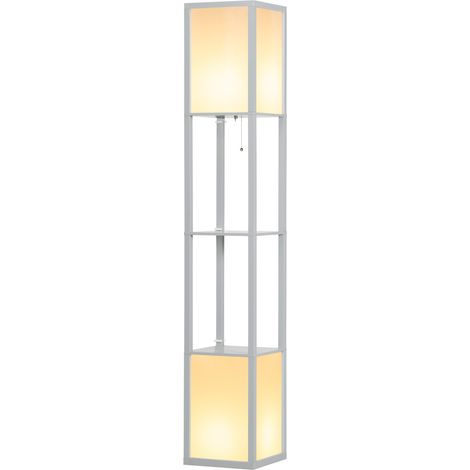 Modern Shelf Floor Lamp Dual Ambient Light, Standing Lamp Living Room, Bedroom, 156cm, Grey (1/5)