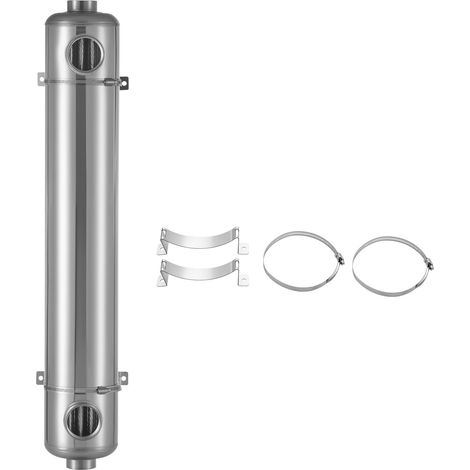 Mophorn Intercambiador de Calor para Piscina, Fabricado en Acero Inoxidable con Soportes, 30 Tubos Capilares, 360000 BTU/h, para Calentar Jacuzzis, Spas y Piscinas en Espacios Interiores y Exteriores (1/5)