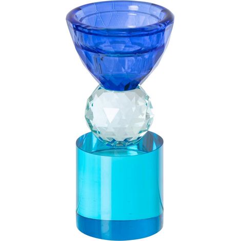 Chandelier Design en Verre "Taillé" 14cm Bleu Azur (1/3)