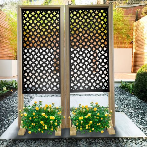 DROPS - Paravent modulable - 70x190 cm - en bois et PVC - Couleur : noir