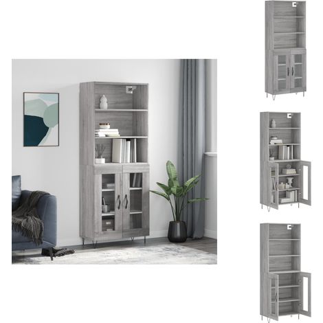 Highboard Grau Sonoma 69,5x34x180 cm Holzwerkstoff - Sideboard - Hochschrank - Wohnraumgestaltung - Aufbewahrungslösung - Grau Sonoma (1/5)