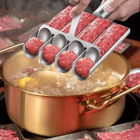 Máquina para hacer albóndigas，Acero inoxidable，Máquina para hacer albóndigas en sopa，Con cuchara para cortar，Utensilios de cocina (1/4)