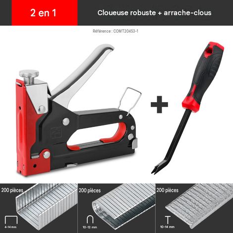 Outils pratiques pour retirer les clous : cloueuse en carton, outil pour retirer les clous de canapé, levier millimétrique, petit levier fin. (1/4)