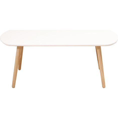 Skecten Mesa de Café, Mesa Auxiliar de Oficina para Sala de Estar, Mesa de Centro Patas de Haya, Minimalistas, Resistentes, Blanco (1/5)