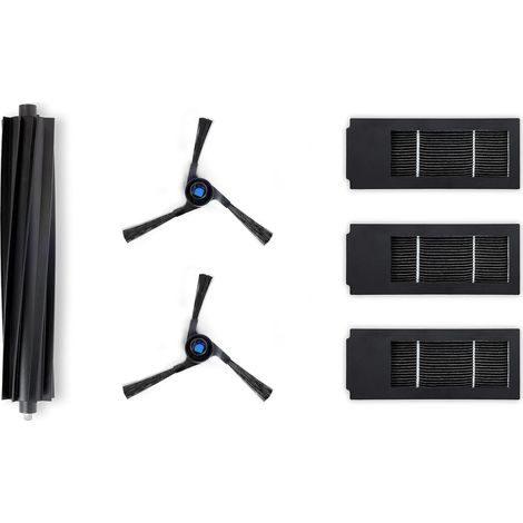 ECOVACS Kit di manutenzione, pezzi di ricambio, per DEEBOT X2 OMNI / X2 COMBO con 1 Spazzola principale in gomma, 2 Spazzole laterali nere, 3 Filtri antibatterici, accessorio originale