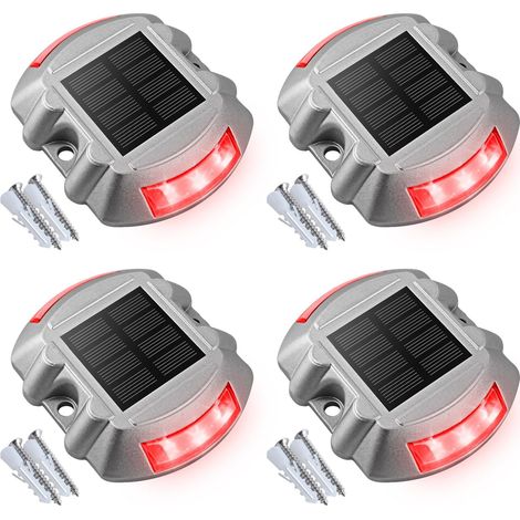 Éclairage solaire pour terrasses, allées et quais, lot de 4 lampes de signalisation extérieures LED étanches IP68 pour trottoirs, jardins, chemins et pelouses.-AquaForge