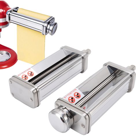 Set di accessori per impastare la pasta in acciaio inox, 8 velocità (rullo + taglierina) per impastatrice planetaria - Compatibile con impastatrici planetarie (1/4)