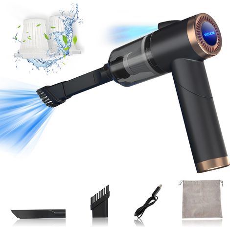 Aspirateur à main sans fil pour voiture Aspirateur portable pliable à 90 degrés pour le nettoyage de la voiture/maison Aspiration 9000 Pa Aspirateur sans fil rechargeable 120 W avec éclairage LED (1/5)