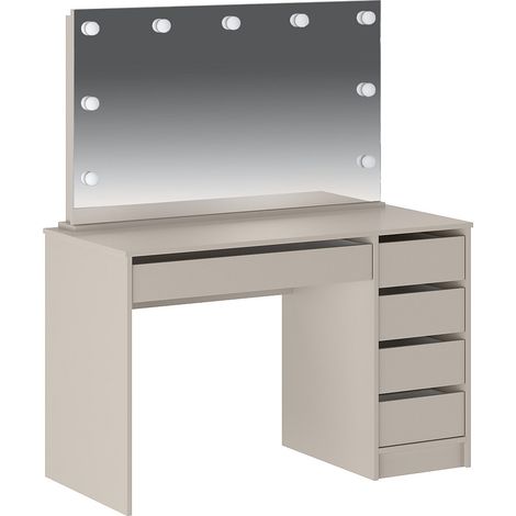 Mobile trucco con specchio con LED 5 cassetti Beige - JENEMI
