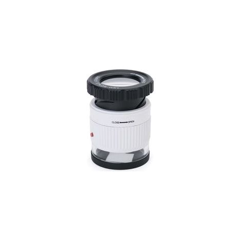 Lente d'ingrandimento portatile BRAVIX con scala LED, ingrandimento regolabile 30x, tipo cilindrico, specchio da lettura, lente d'ingrandimento bianca