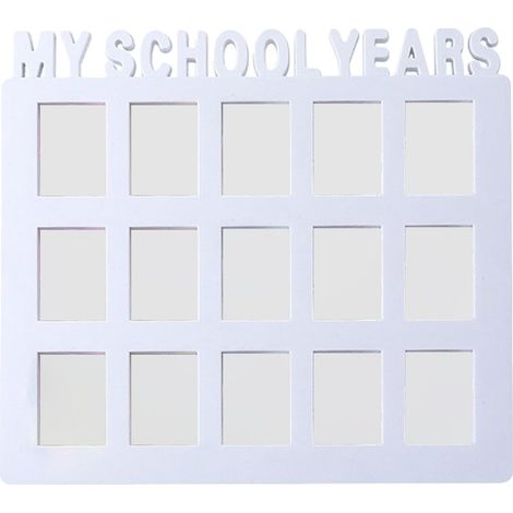 Cadre Photo 15 Cases pour Garçon et Filles en Pvc Blanc, Style Moderne Chic, pour Décoration Intérieure et Souvenirs de L'année Scolaire (1/5)