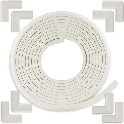 Protectores de esquinas para bebés - Protectores de esquinas de 6 m, 8 esquinas pre-revestidas, aptos para todas las superficies, muy resistentes (blanco) (1/3)