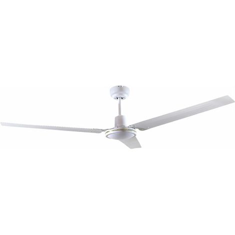 Ventilateur de plafond blanc 132 cm – 5 vitesses avec commande murale – Moteur AC – Flux d'air 160 m³/min pour 20 à 32 m² (1/3)