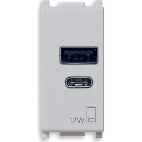 VIMAR - 14292.AC.SL Alimentatore USB A+C 12W2,4A5V 1M Silver