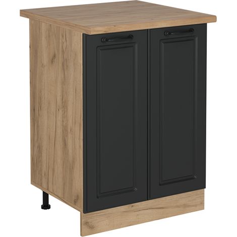 Meuble bas de cuisine R-Line, Anthracite campagne, 60cm , PT Chêne, Vicco