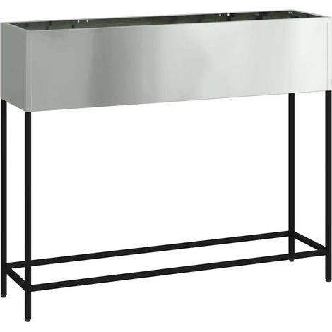 Fioriera rialzata moderna 100 x 26 x 82 cm facile da pulire design contemporaneo in acciaio zincato argento 020052093