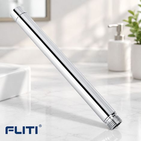 FLITI 8-inch (22.5cm) Round Shower Arm with Chrome Stainless Steel Extension Tube, G1/2 Silver Bathroom (1/5)