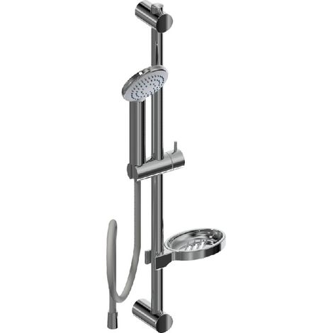 Verchromte ABS-Gleitstange mit Handbrause, flexiblem Schlauch und Seifenschale Idral 12015 Verchromt - Messing (1/2)