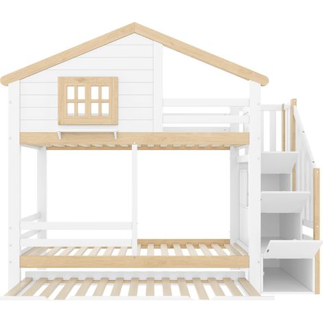 Letto a castello per bambini 90x200 cm con letto estraibile e scala contenitore (1/5)