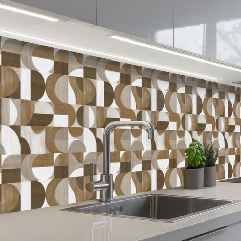 Kitchen Splashback Abstract - Retro - Brown 400x80 cm