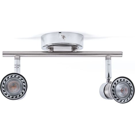 BRILLIANT Lampe Sanny LED Spotrohr 2flg eisen/chrom 2x LED-PAR51, GU10, 3W LED-Reflektorlampen inklusive, (250lm, 3000K) Köpfe schwenkbar (1/5)