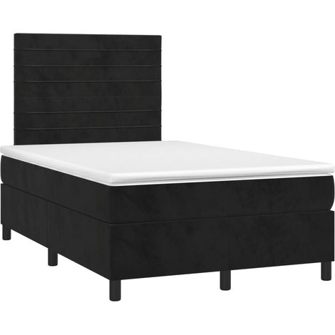 Maison Exclusive - Sommier à lattes de lit avec matelas noir 120x190 cm velours (1/5)