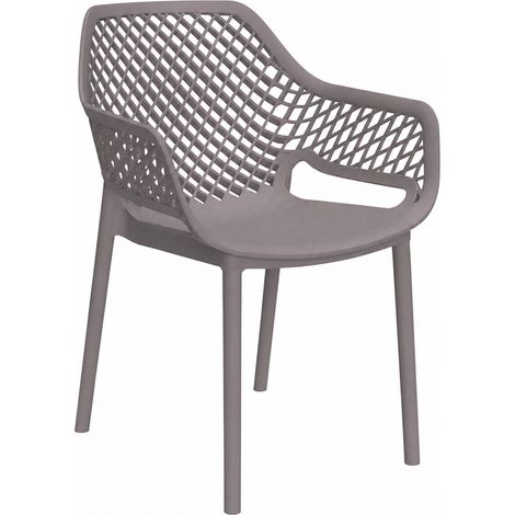 SEDIA IN POLIPROPILENE SCHIENALE FORATO 'ARIA ARMCHAIR' taupe - BICA (1/2)
