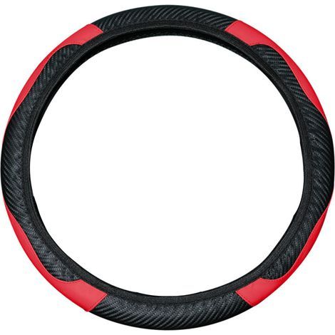 Yctze Universal PU Leather Steering Wheel Cover - Slip-on, Breathable and Comfortable Auto Accessory in Red (Black Red). (1/5)