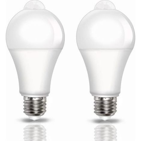 Ampoule Détecteur de Mouvement E27 9W, 800LM Blanc Froid 6000K Ampoule LED E27 Capteur PIR, Auto On/Off, pour Couloir, Escalier, Garage, AC 220V, 120 Degrees, Lot de 2