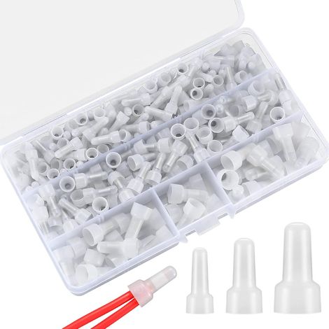 250 Pcs Capuchons d'Extrémité Fermée Connecteur de Câble, 22-16/16-14/12-10 Calibre Terminal de Sertissage de Câble Pince de Raccordement en Nylon (1/5)
