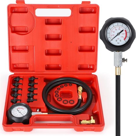 Kit Testeur Pression Huile - 0 À 140 Psi - Pour Diagnostic Moteur Voiture Moto Camion - Avec 10 Adaptateurs Et Boîte De Rangement - 1 Pièce (1/5)