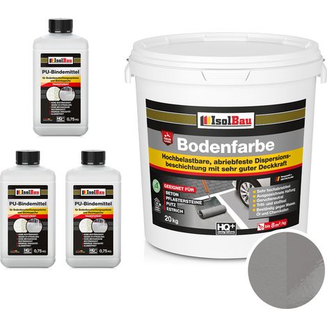 Pintura para suelos de resina IsolBau 2K para hormigón, 20 kg, gris hormigón (1/5)