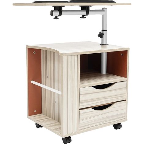 Mesita de noche, altura regulable, diseño moderno, color blanco. (1/2)
