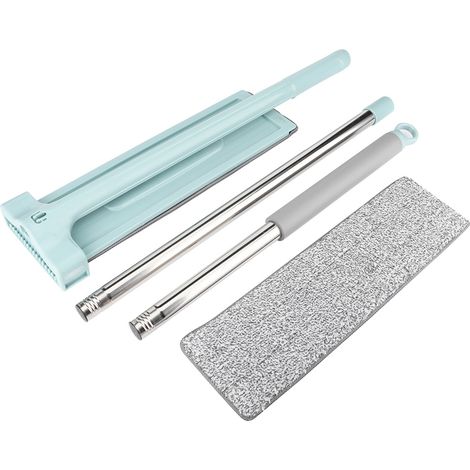Balai plat à microfibre rotatif 360° avec manche télescopique 135cm, lavable et réutilisable, idéal pour sols et vitres (1/5)