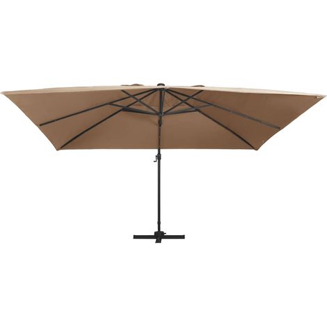 vidaXL Sombrilla voladiza jardín luces LED poste aluminio taupe 4x3 m (1/2)