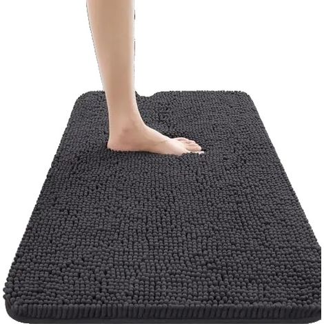 Alfombrilla de baño, microfibra suave, diseño moderno, gris oscuro, 51x76 (1/2)