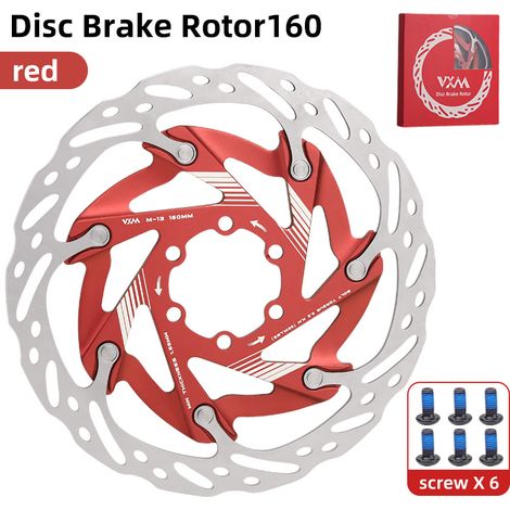 160 mm rouge Plaquettes de frein pour vélo, plaquettes de frein à disque à six trous, disques de frein, accessoires de vélo, plaquettes de frein à disque, 160 mm (1/5)