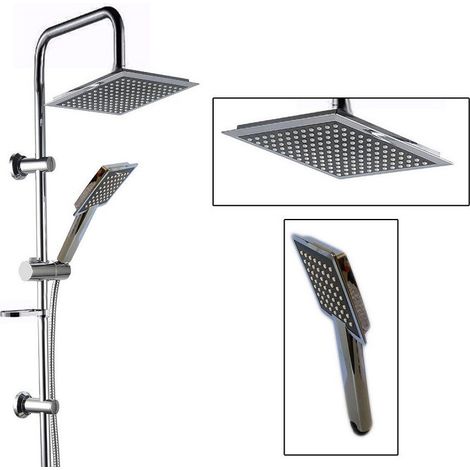 TRADE SHOP - Asta Saliscendi Cromata Colonna Doccia Soffione Fisso Doccetta 9005v2 -        2 (1/2)