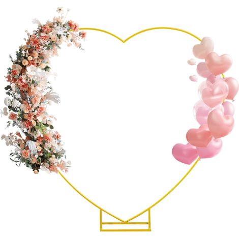 Wedding Arch Frame Metal Arch Frame Heart Background Stand Balloon Arch Holder Gold Balloon Arch Stand for Wedding Birthday Party Ceremony 200 x 200cm (1/5)