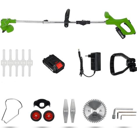 Tondeuse à Gazon électrique Pliante 21V 1800W Tondeuse à Gazon Potable sans Fil Outils de Coupe d'élagage de Jardin avec Batterie 2PC amp Roues (Color : Green 1Battery, Size : R) (1/5)