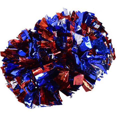 Pompons de cheerleading pour aérobic, danse, fête scolaire et sport - Lot argent, rouge et bleu (1/5)