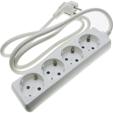 BeMatik - Ciabatta elettrica 4 schuko 16A 230V bianca con cavo 1,5 m