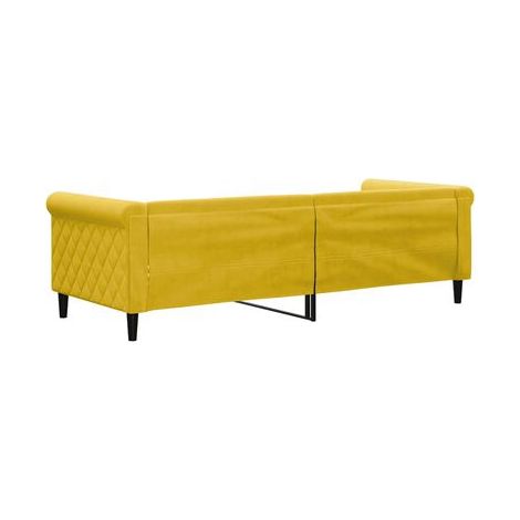 Lit de jour sans matelas, jaune, 80 × 200 cm, velours, velours doux et confortable, idéal chambre à coucher, style moderne, montage simple (1/5)