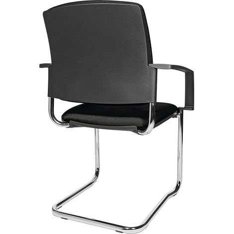 Topstar Chaise empilable rembourrée, lot de 2 - chaise à piétement luge - piétement chromé, rembourrage noir (1/5)