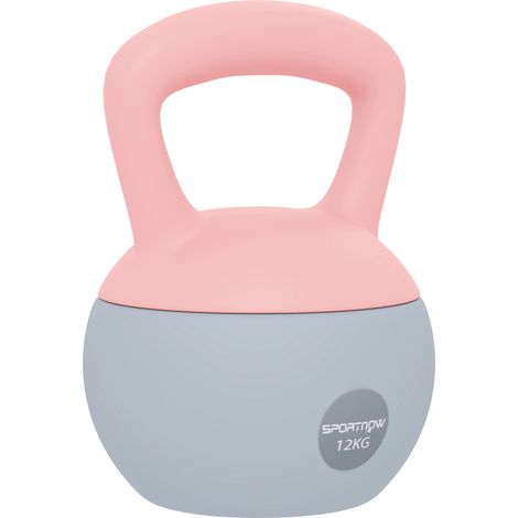 12KG Soft Kettlebell-Kettlebell with Non-Slip Handle for Home Gym-Weight Lifting-Strength Training-Pink/Grey (1/5)